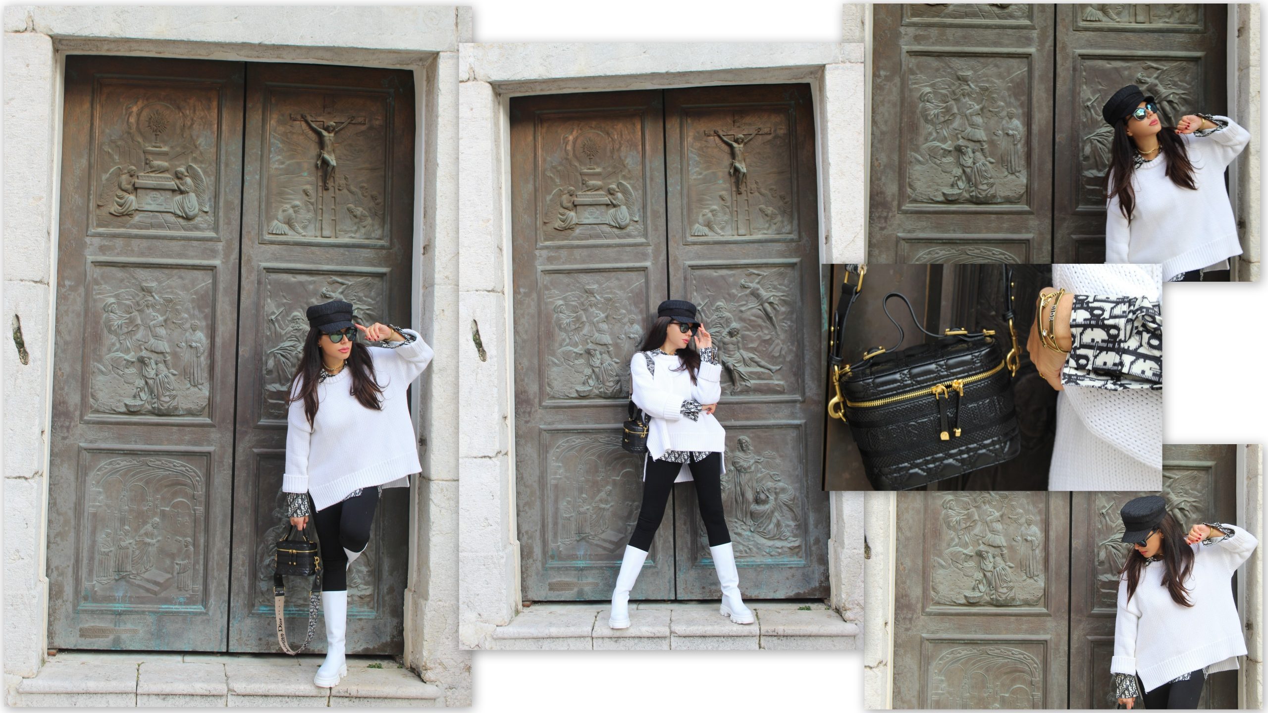 outfit white chuncky boots dior details paola lauretano