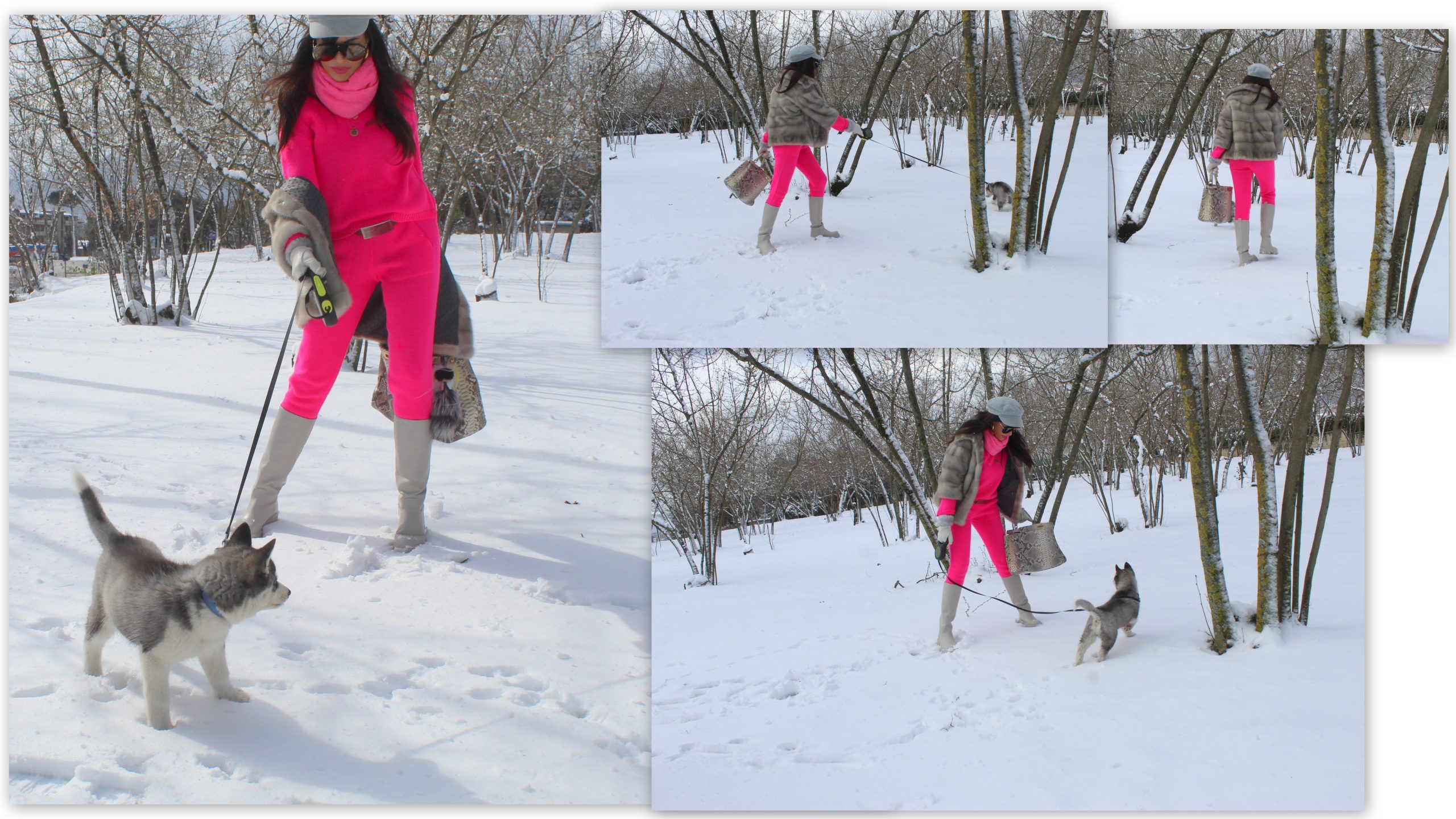 winter look hot pink fendi glam snowy days look Paola Lauretano