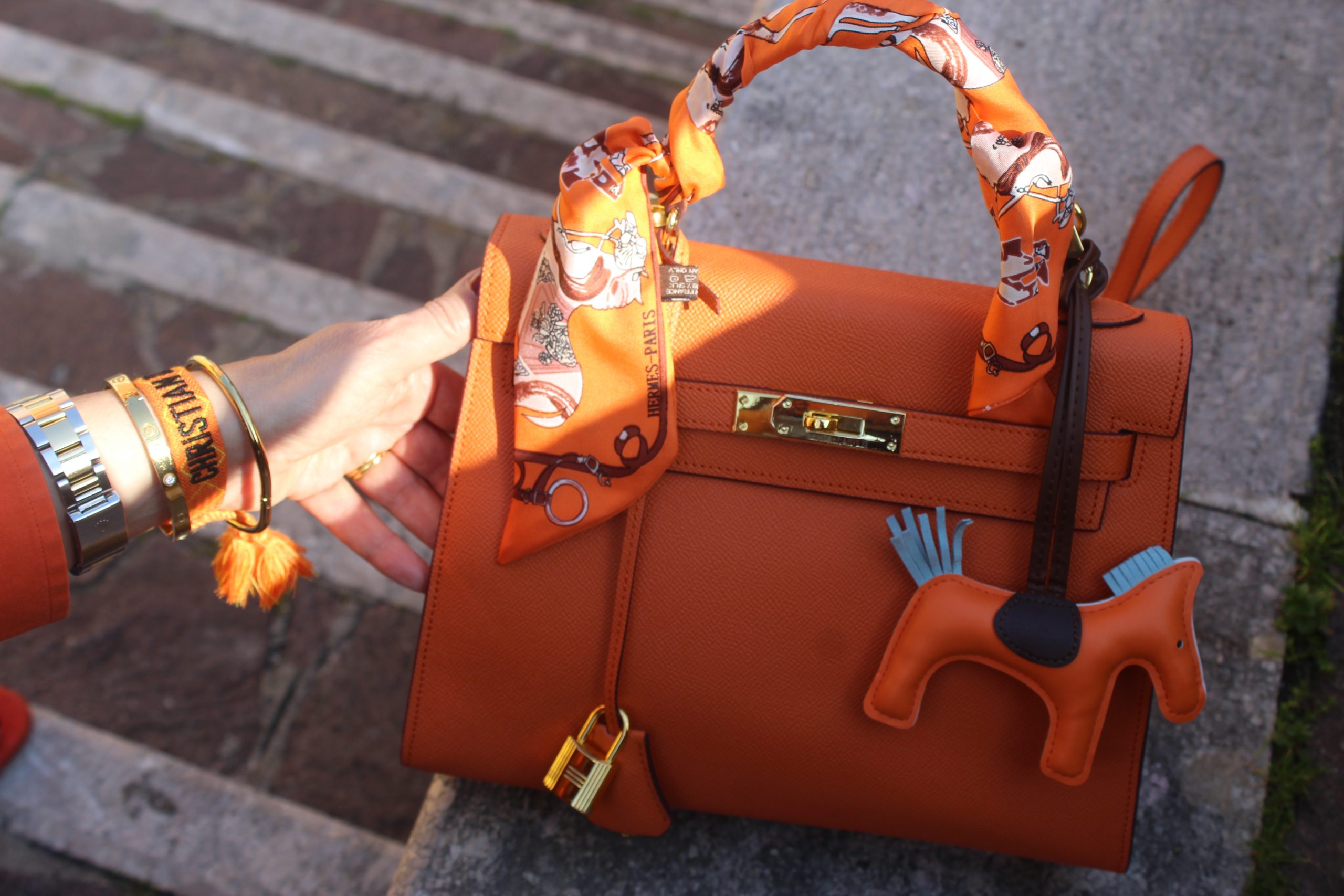 Bright Orange Spring Boho Look Hermes Bag Dolce & Gabbana Outfit
