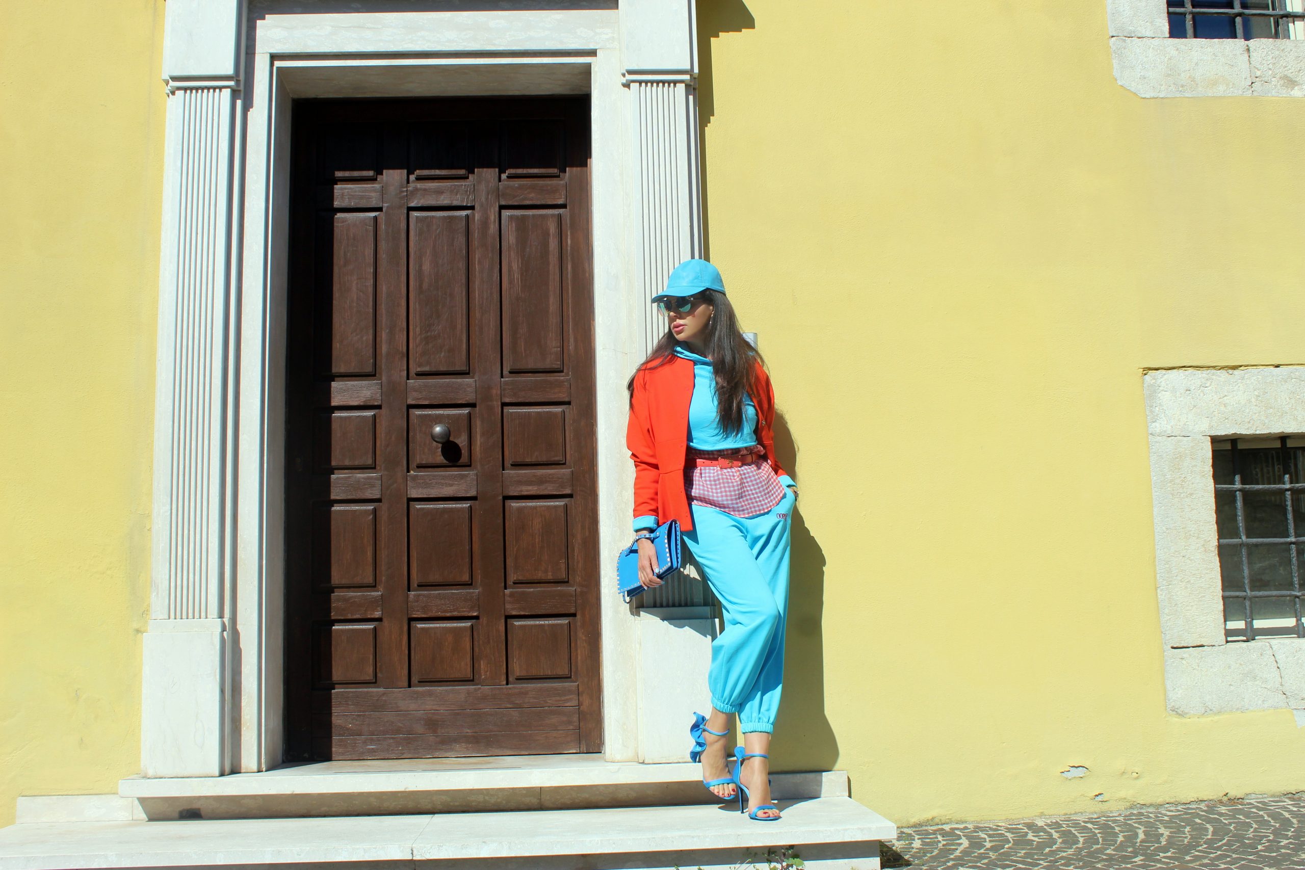 Prada Vivid Colour Outfit Turquoise and Orange Spring Trend 2021