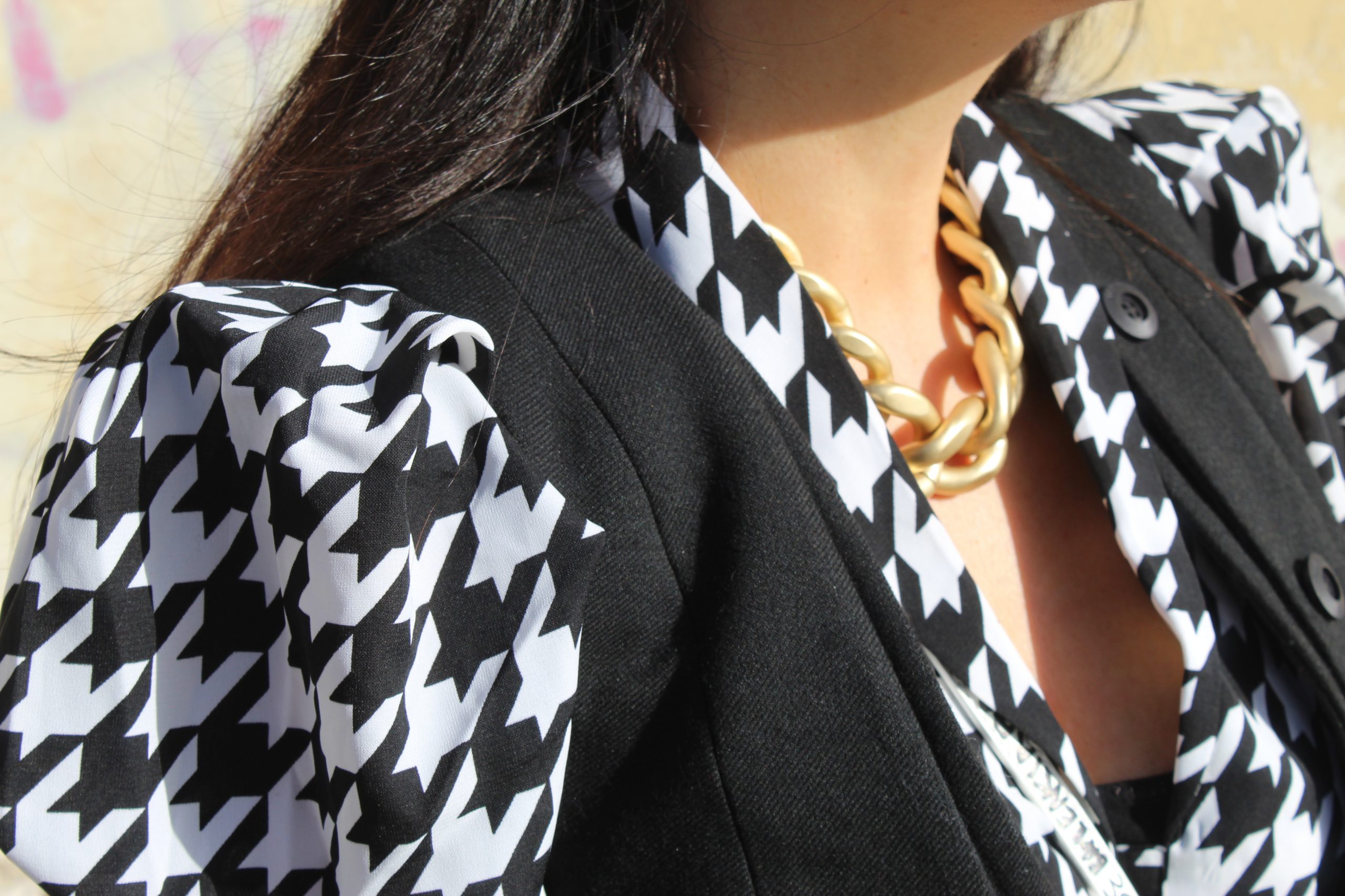 animalier fabric prints black and white outfit Prada accessories 