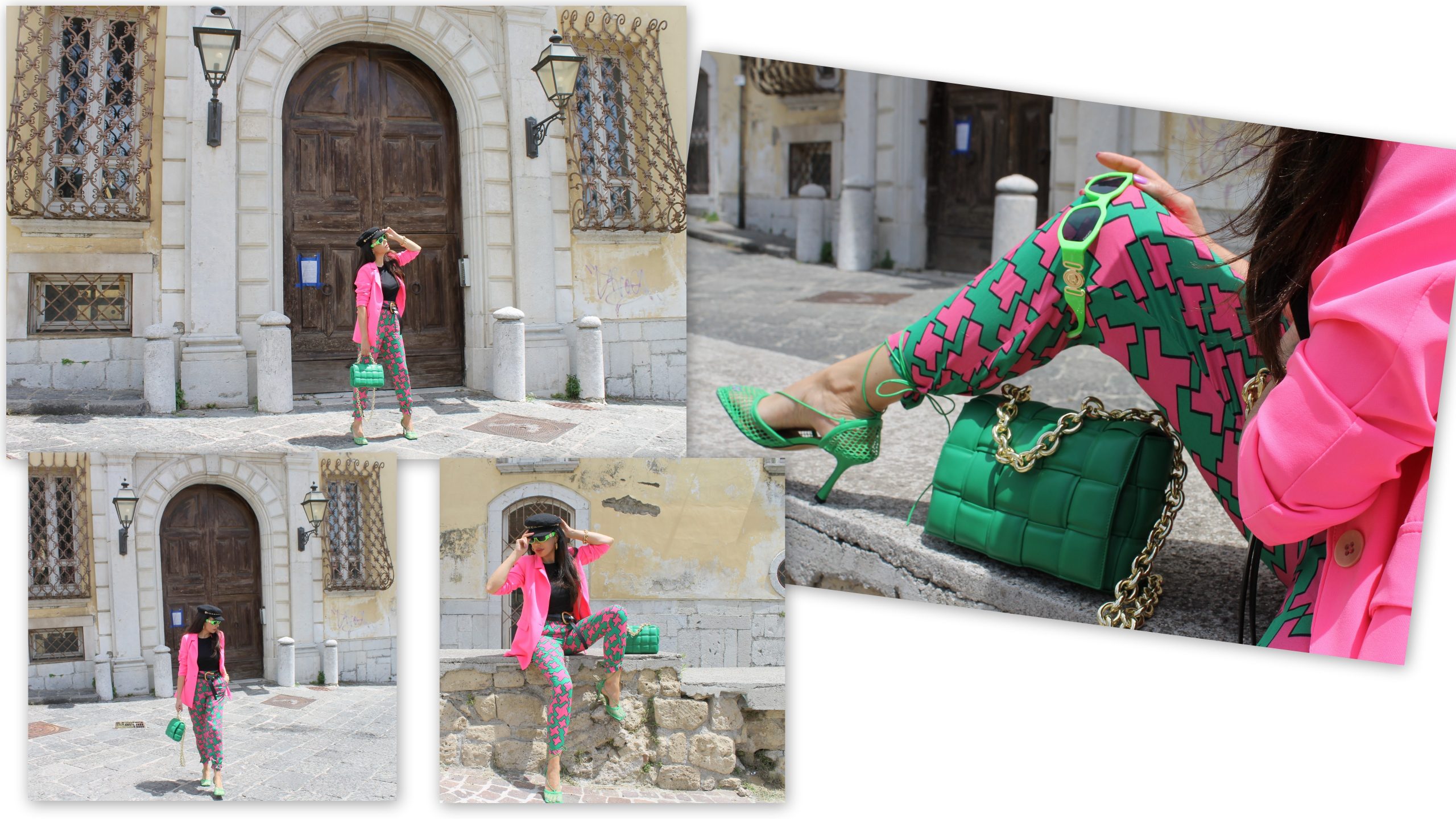 Pink Green Bottega Veneta Versace Summer Colorful Look Paola Lauretano