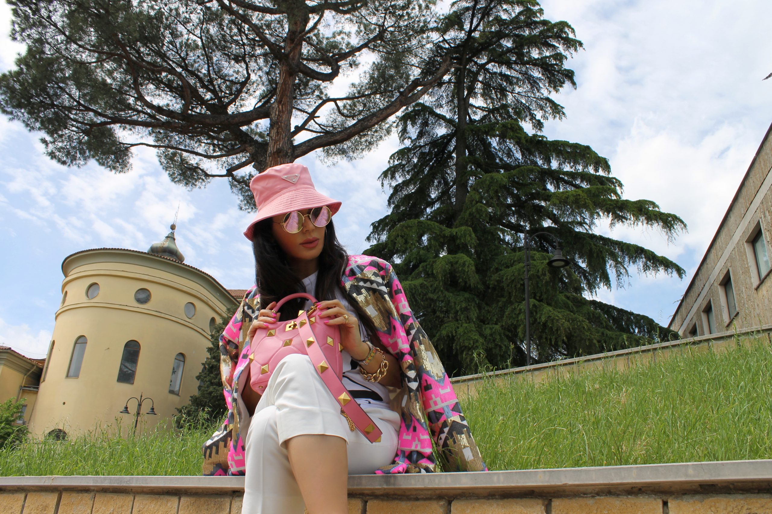 Pink Outfit Prada Valentino Look Paola Lauretano Summer