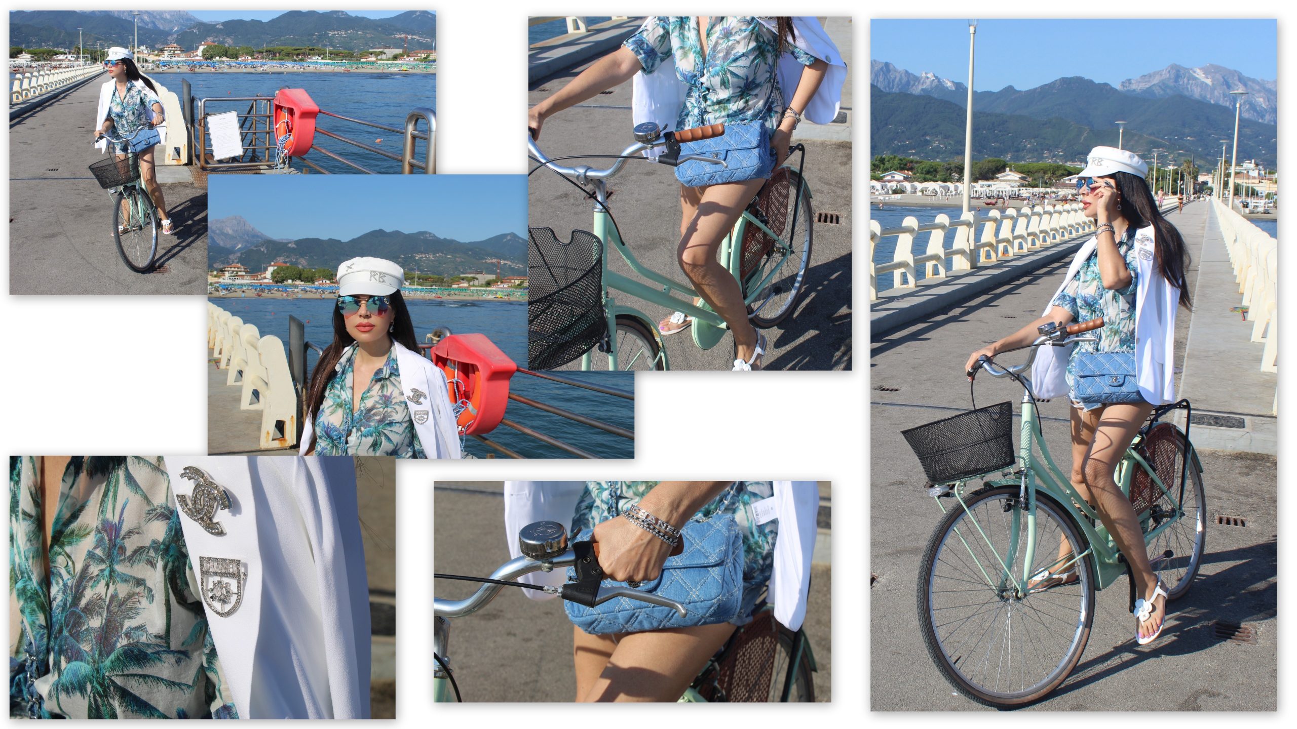 Forte dei Marmi Italian Summer Lookbook Bike Trend Blue and White Chanel Details Paola Lauretano