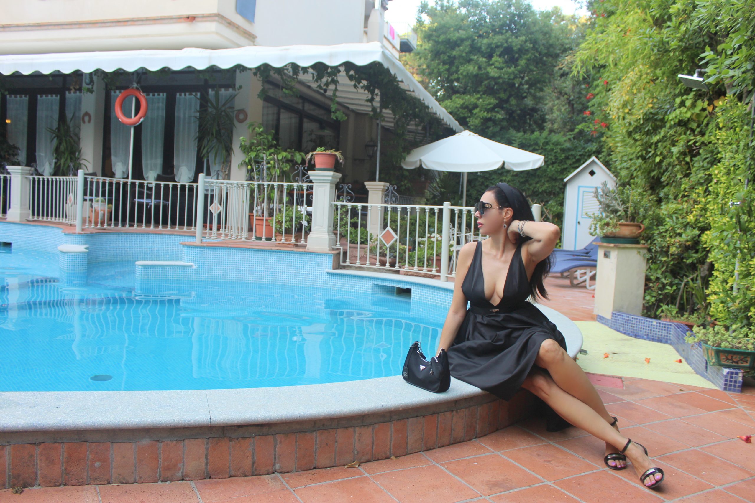 Forte dei Marmi Italian Summer Staycation Prada Glam Total Look Little Black Dress Paola Lauretan
