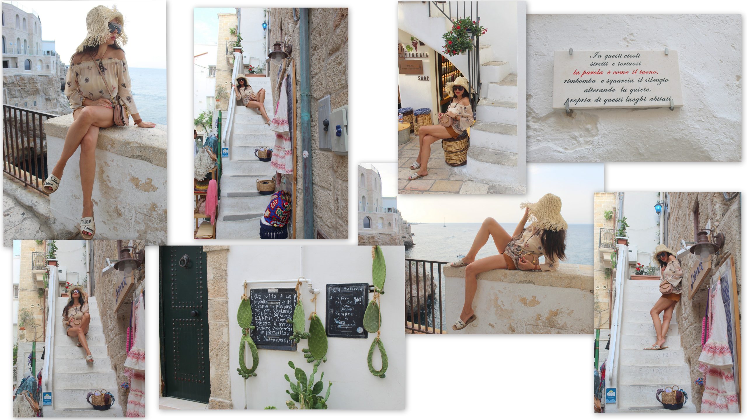 Italian Summer Vacation Outfit Inspo Ideas Polignano a Mare Puglia Travel Trend Paola Lauretano