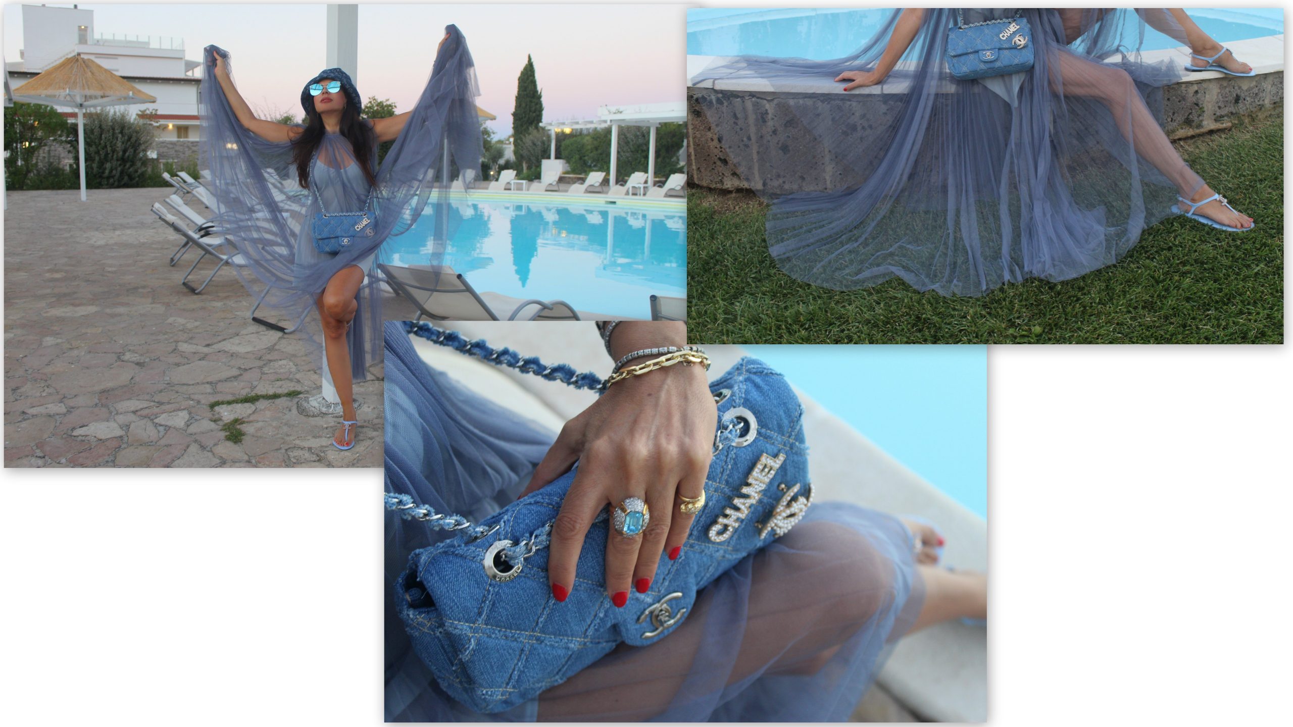 Gargano Vieste Southern Italy Vacation Chanel Look ASOS outfit Light Blue and Violet Paola Lauretano