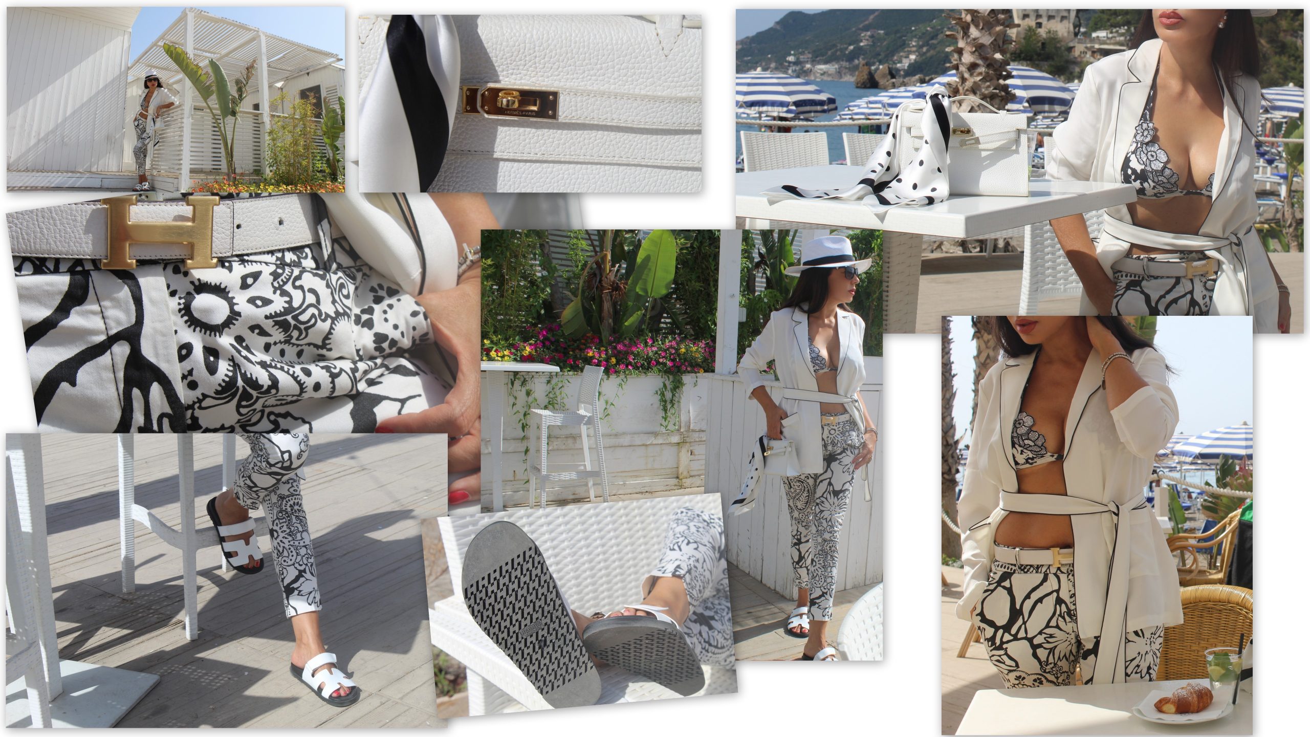 Summer Italian Staycation White Silk Outfit Beachwear LilySilk Look Hermes Details