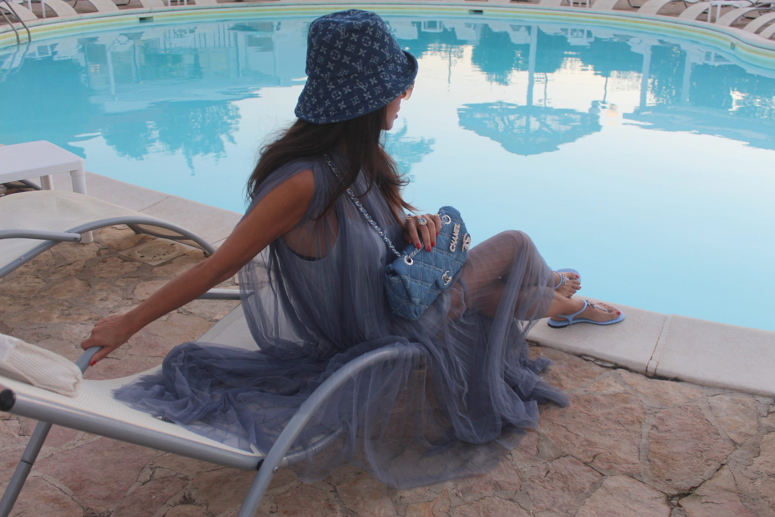 Gargano Vieste Southern Italy Vacation Chanel Look ASOS outfit Light Blue and Violet Paola Lauretano