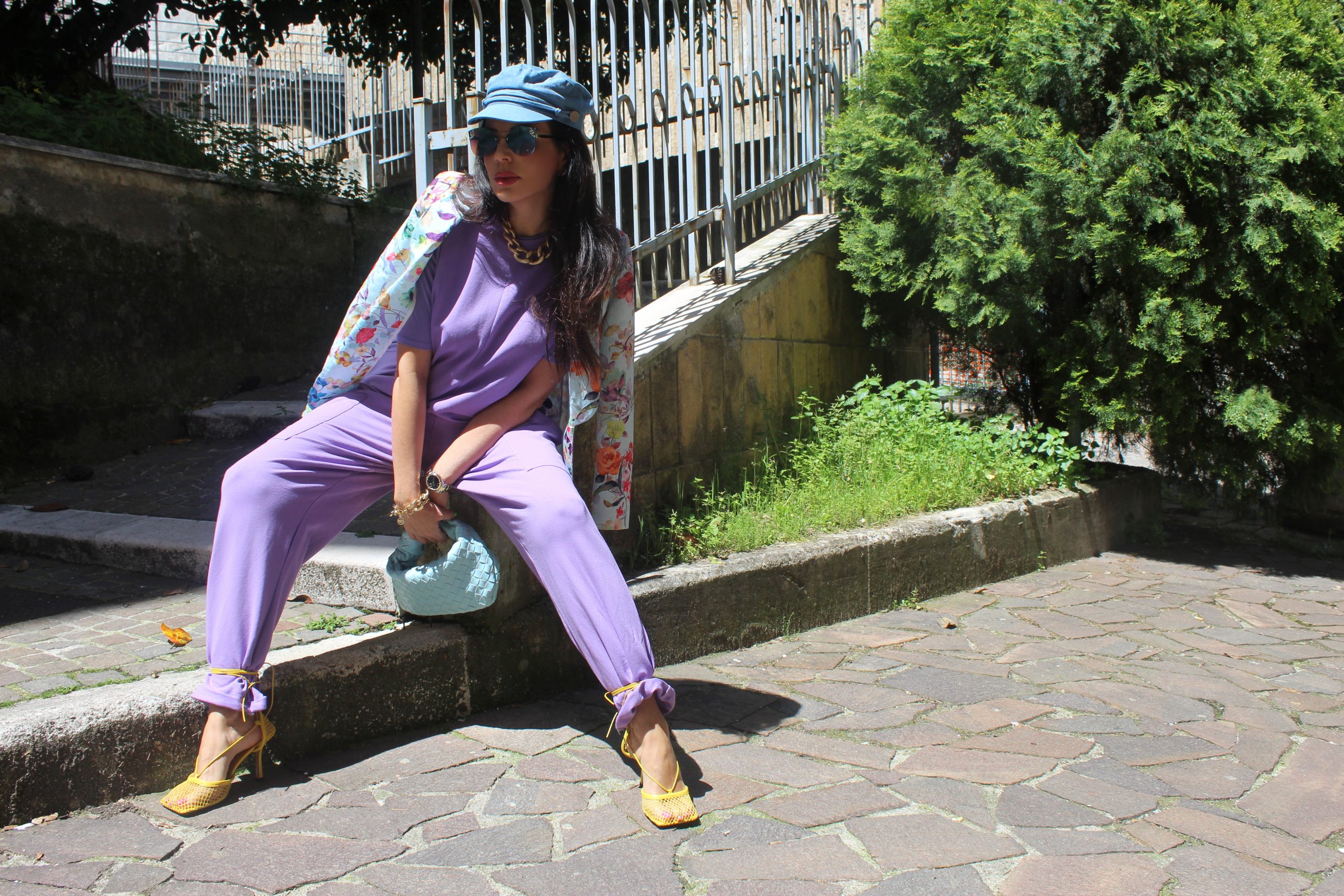 Lilac Trend Fall 2021 Color Block Asos Jumpsuit Bottega Veneta Bag Lana Caprina Blazer Paola Lauretano
