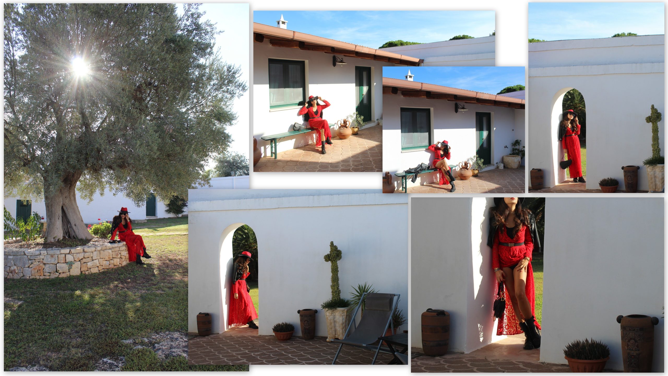 Puglia Staycation Vibrant Red Dress for Fall MANGANO giacca  SANDRO FERRONE vestito  DIOR tutti gli accessori Paola Lauretano