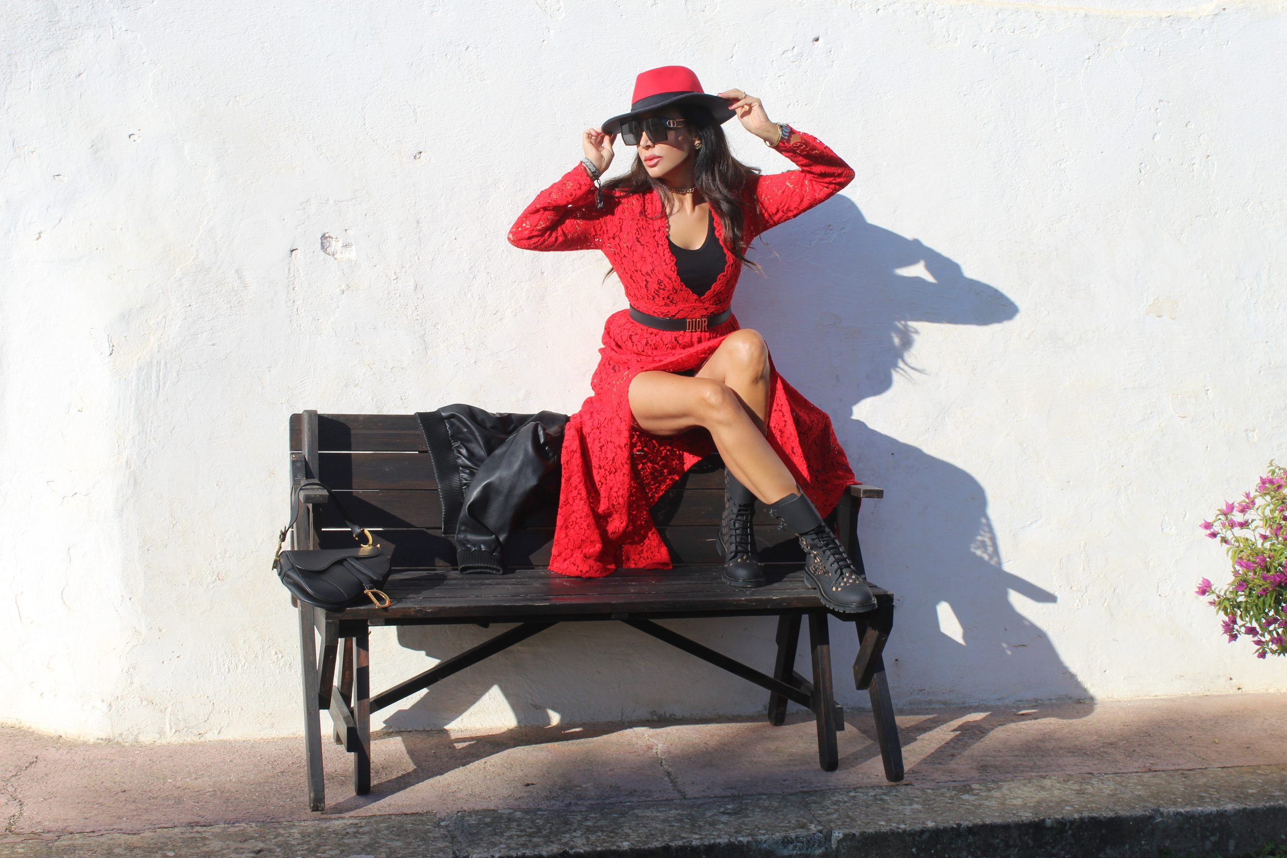 Puglia Staycation Vibrant Red Dress for Fall MANGANO giacca  SANDRO FERRONE vestito  DIOR tutti gli accessori Paola Lauretano