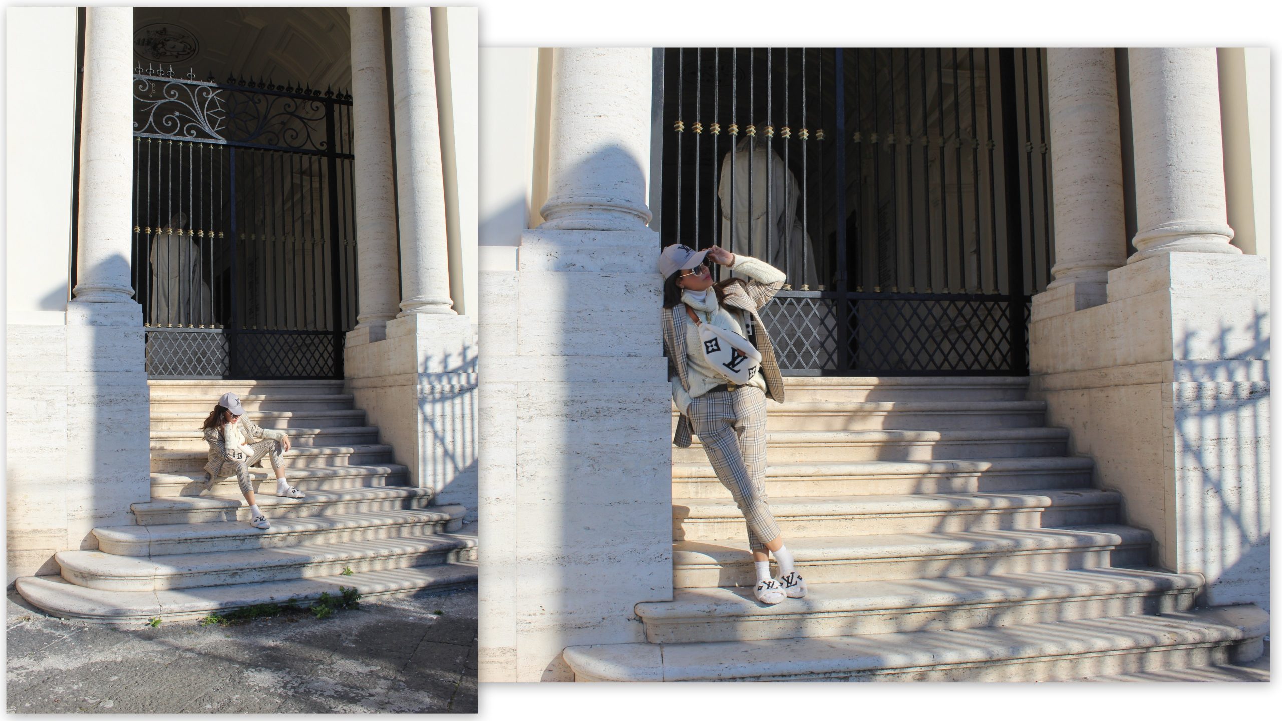 Capodimonte Naples Comfy Chic in White IMPERIAL tailleur TWIN-SET jumpsuit LOUIS VUITTON accessories