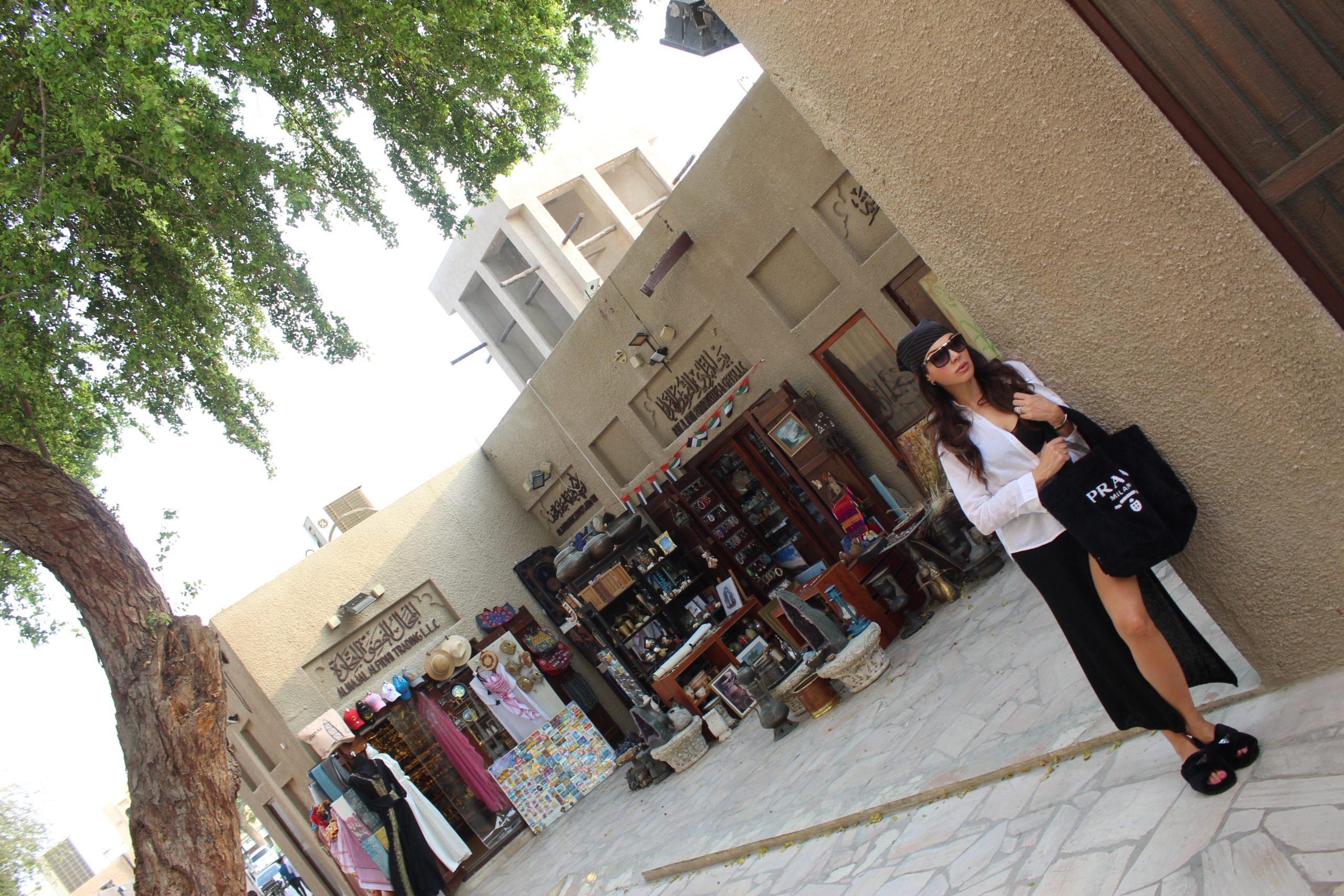 Al Fahidi Dubai Traveller KATIA GIANNINI shirt PINKO skirt and top PRADA accessories Paola Lauretano