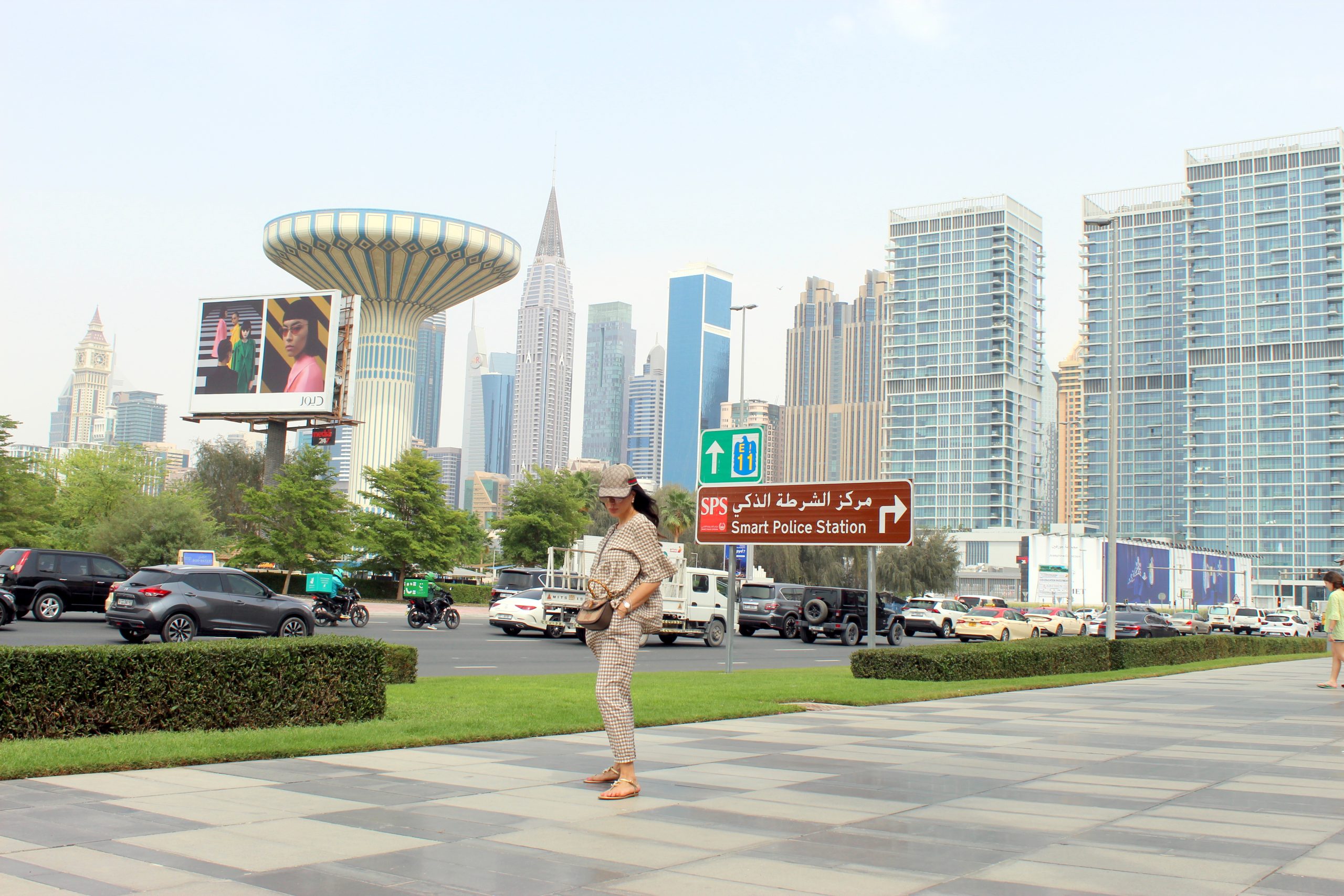 Citywalk Dubai Paola Lauretano Lifestyle and Fashion ASOS pants and shirt GUCCI cap and bag CHANEL sandals 