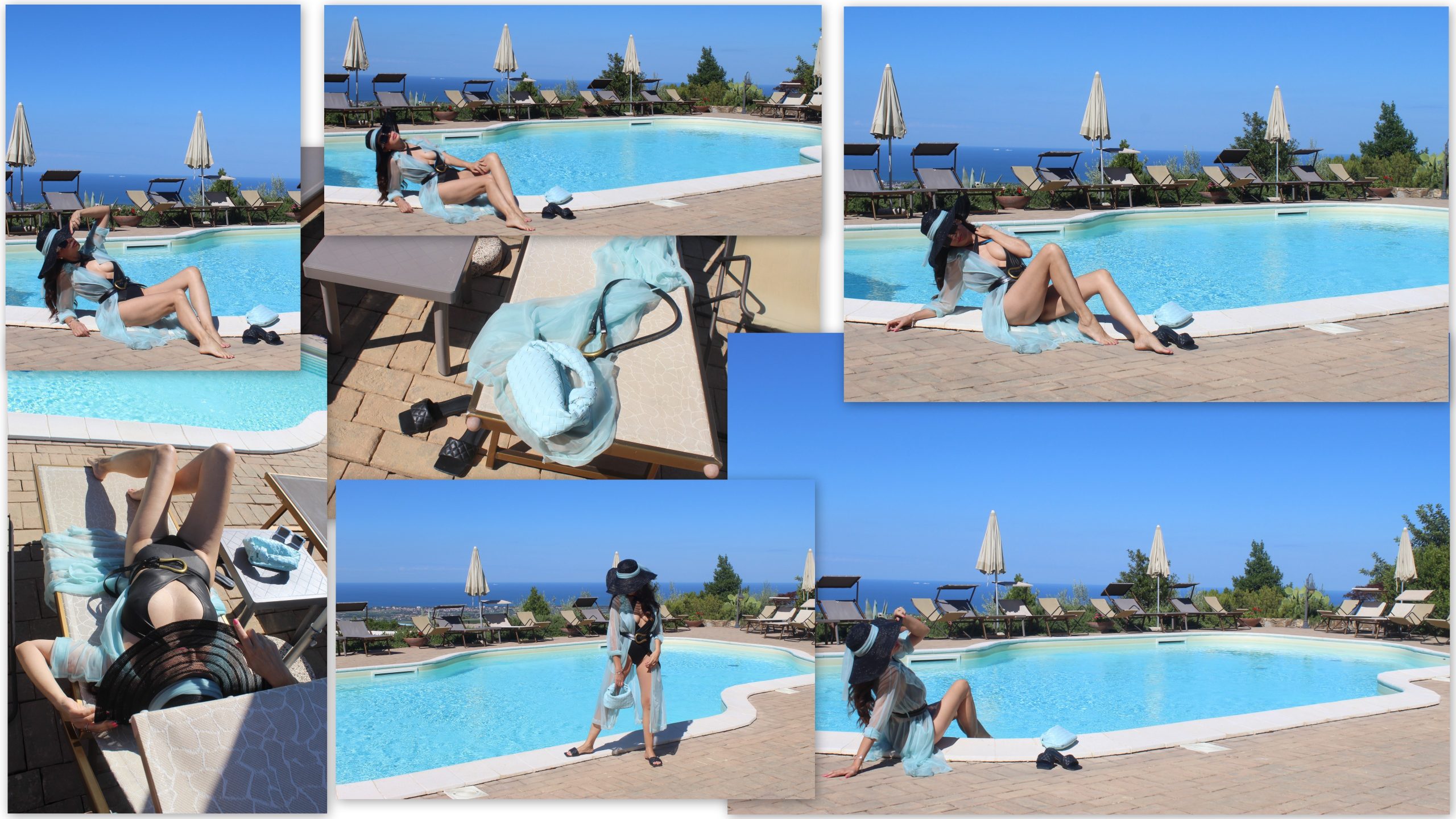 JUCCA cover up   4GIVENESS trikini   BOTTEGA VENETA accessories Paola Lauretano Influencer Blog Travel Visit Italy